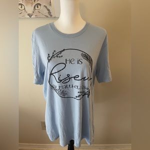 EUC: Women’s He is Risen Christian Scripture Shirt